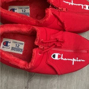 Champion Red Fleece-Lined Slippers